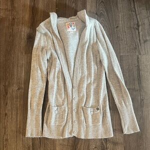 Roxy Women's Light Gray Button-Up Cardigan